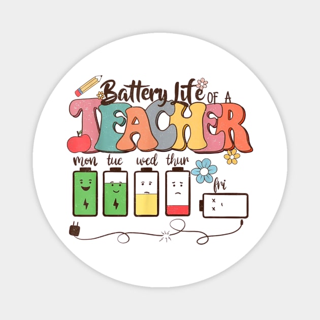 Battery Life of a Teacher Funny Apparel Magnet by FêriStore'